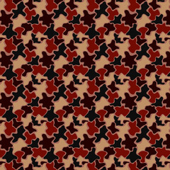 Abstract Geometric Pattern in Red, Black, and Tan