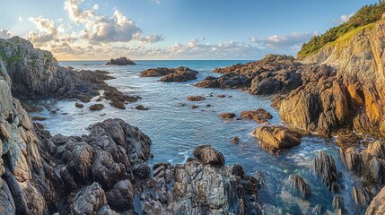 Guernsey's Rugged Shoreline: A Rocky Coastline Embracing the Sea