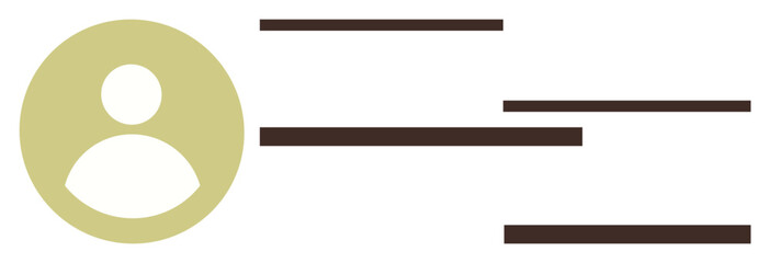 Circular avatar with beige background and simplified horizontal text lines. Ideal for user interface, profile layout, login, identification, digital identity, web personalization, flat design