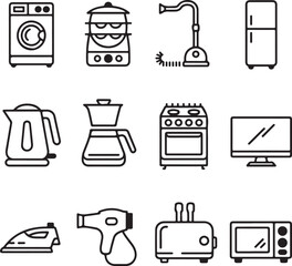 Household Appliances Icons A Collection of 77.eps Vector Illustrations for Design Projects