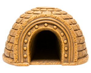 Decorative igloo-shaped pet hideaway for small animals on a transparent background
