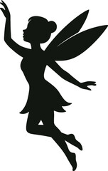 Elegant Fairy Silhouette Vector - Fantasy Wings Art