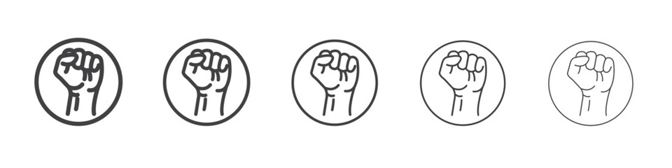 raised fists icon outline ilustration vector symbol