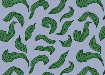 Botanical seamless pattern with green leaves