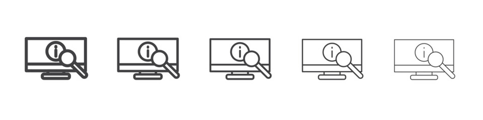 Researching information online icon outline ilustration vector symbol