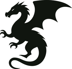 Roaring Dragon Silhouette Vector - Legendary Beast Illustration