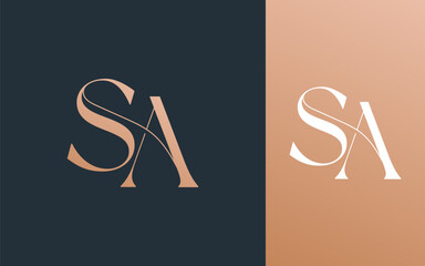 Initial letter SA AS logo design vector illustration for couple, wedding, and business
