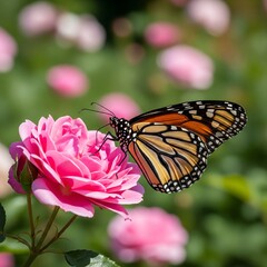 monarch butterfly on pink flower