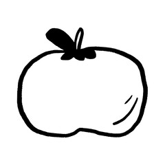 Tomato Vector Illustration. Simple Doodle for Vegetable, Healthy Food, Cooking, and Garden Concepts Hand-Drawn Style Black and White