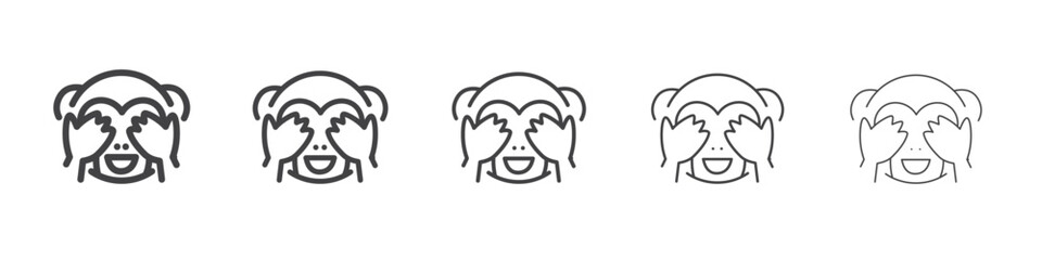 Shy monkey icon outline ilustration vector symbol © Latest