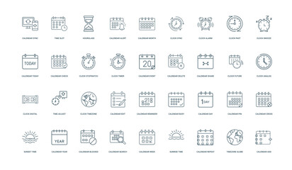 calendars time scheduling collection linear icons concepts