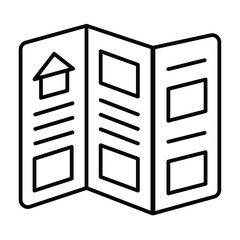 Event flyer thin line icon, city museum concept. Vector graphics. Paper booklet, polygraphy sign on white background, style mobile or design.