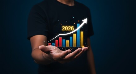 This captivating image showcases a dynamic digital graph with a rising arrow and colorful bars, representing strategic innovation and the acceleration of business performance for the coming years.