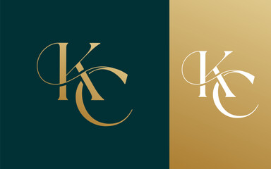 Initial letter KC CK logo design vector illustration for couple, wedding, and business