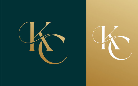 Initial letter KC CK logo design vector illustration for couple, wedding, and business