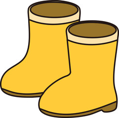 장마 태풍 비 여름 장화 라인 드로잉(rainboots line drawing)