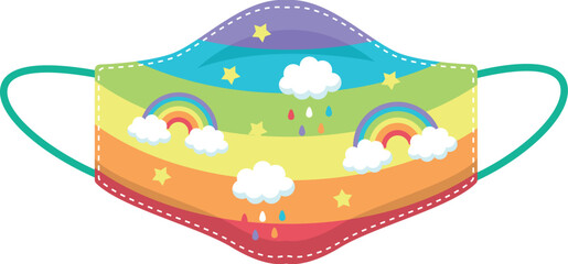 Rainbow Clouds and Stars Kids Face Mask Fun and Colorful Protection