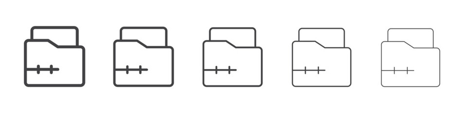 Zipped file folder icon outline ilustration vector symbol