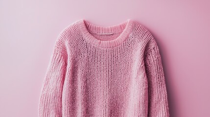 Cozy pink sweater displayed against a soft pink background for seasonal fashion ideas and inspiration