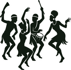 Tribal Dance Silhouette - African Cultural Performer Clipart