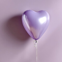 Purple heart-shaped balloon against a soft purple background.