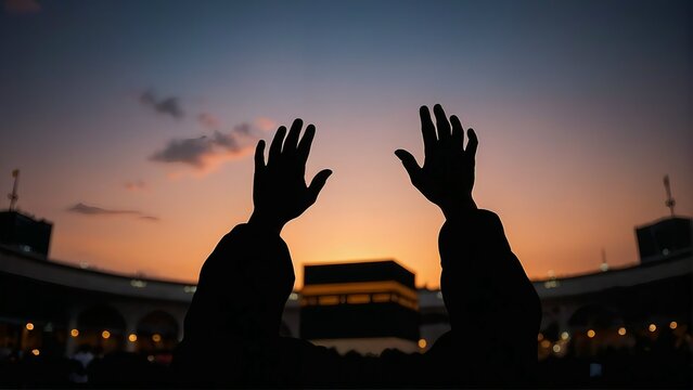 Feel the serenity: a moment of prayer and reflection at the masjid al haram at sunset