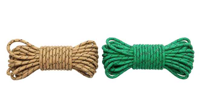 Tan Green Nylon Rope Coiled Closeup
