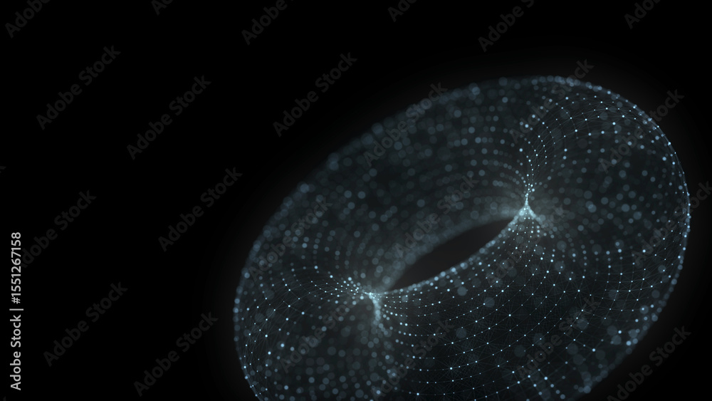 Aufkleber technology blue torus with connecting dots and lines. digital abstract network structure. 3d renderi