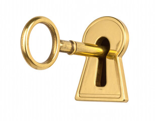 Key positioned on a black background emphasizing the concept of access, security, and unlocking possibilities in everyday life isolate on transparent background PNG