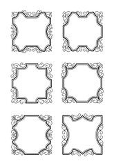 Collection of Six Ornate and Decorative Frames. with line art design style