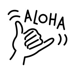 アロハポーズのハンドサインイラスト