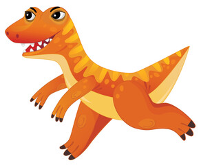 cartoon happy and funny colorful prehistoric dinosaur dino gallimimus running and smiling isolated illustration for children