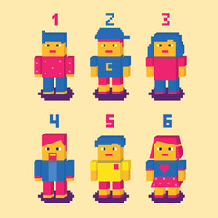 Set of flat girls and boys charactor cartoon style,game,Vector llustration.

