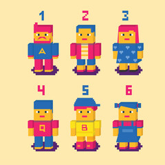 Set of flat girls and boys charactor cartoon style,game,Vector llustration.
