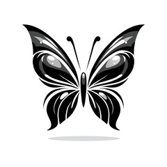 Vector illustration of a stylized black silhouette butterfly