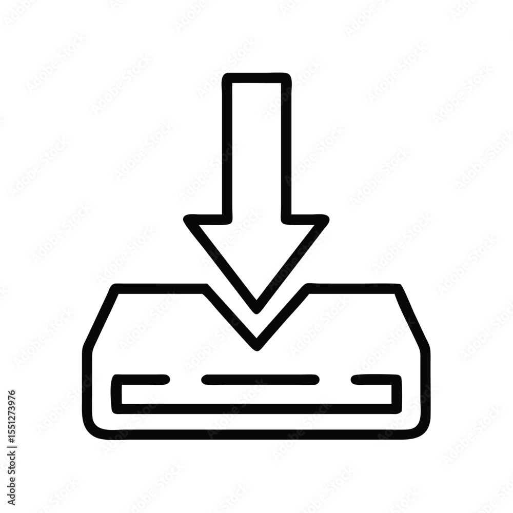 Fototapete Download icon vector illustration of arrow pointing down into inbox for website and graphic design