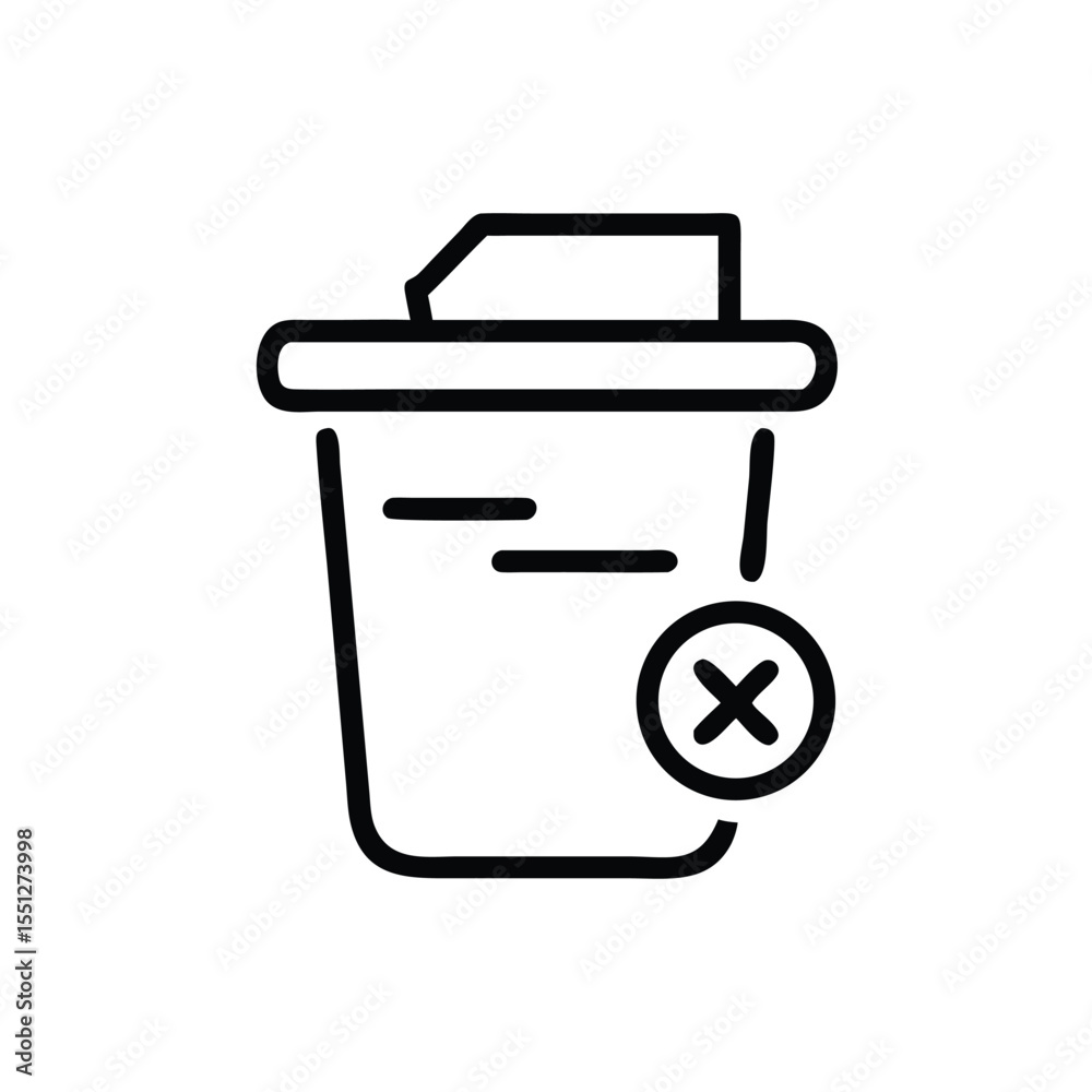 Poster delete trash can icon vector illustration remove bin outline symbol garbage can delete sign for desi