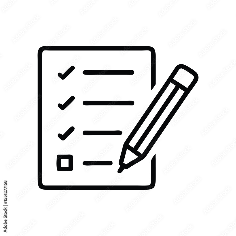 Poster checklist task list with pencil icon for project management and to do list organization task managem