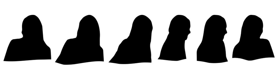 Conceptual human head isolated on white background as abstract avatar as a set or collection banner for social design concept. Human closeup anonymous faces head shot for human character illustration