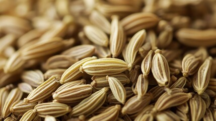Detailed Close Up Photograph of Fennel Seeds on a Surface