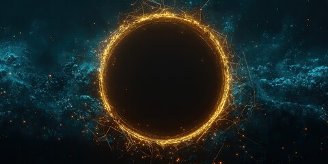 Naklejka premium Abstract Glowing Ring Surrounded by Blue Haze