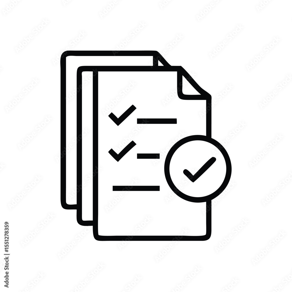 Poster checklist complete task list document with check marks and circle vector icon illustration 96