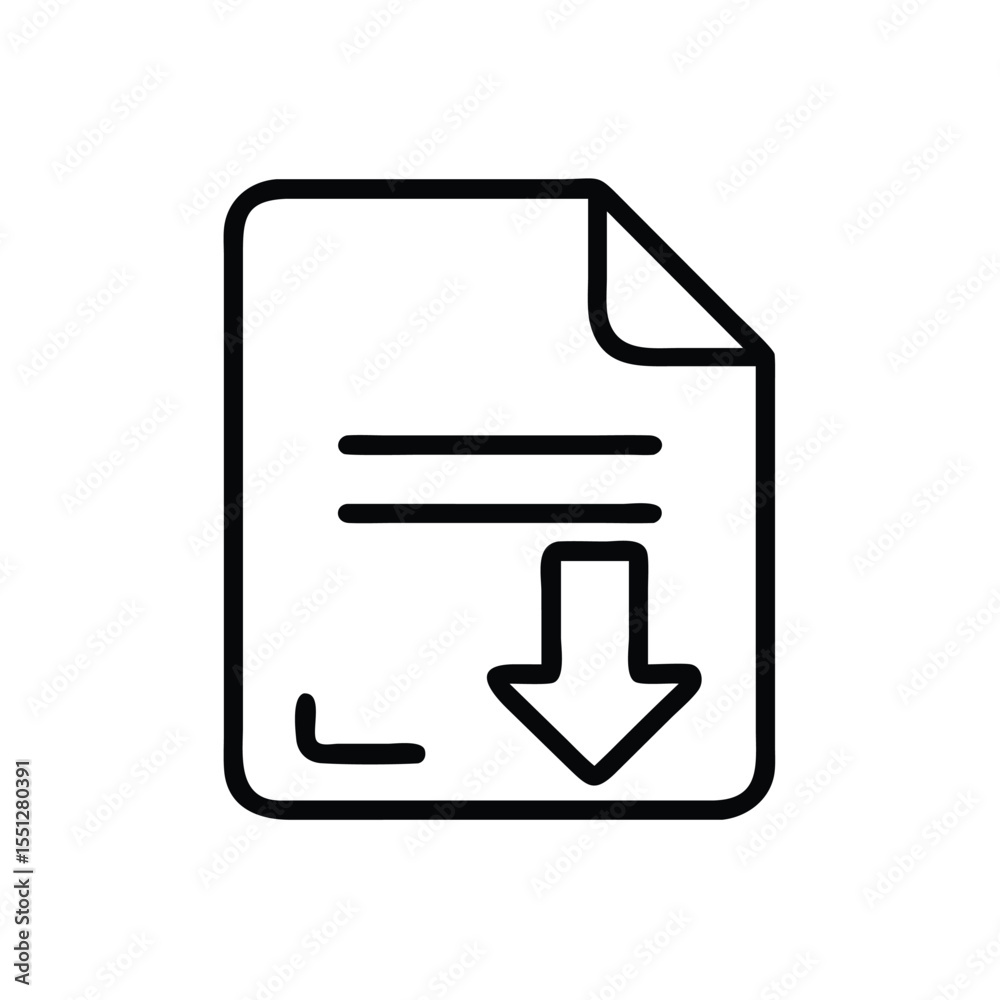 Fototapete Download file icon vector illustration of document with arrow symbol for file transfer process
