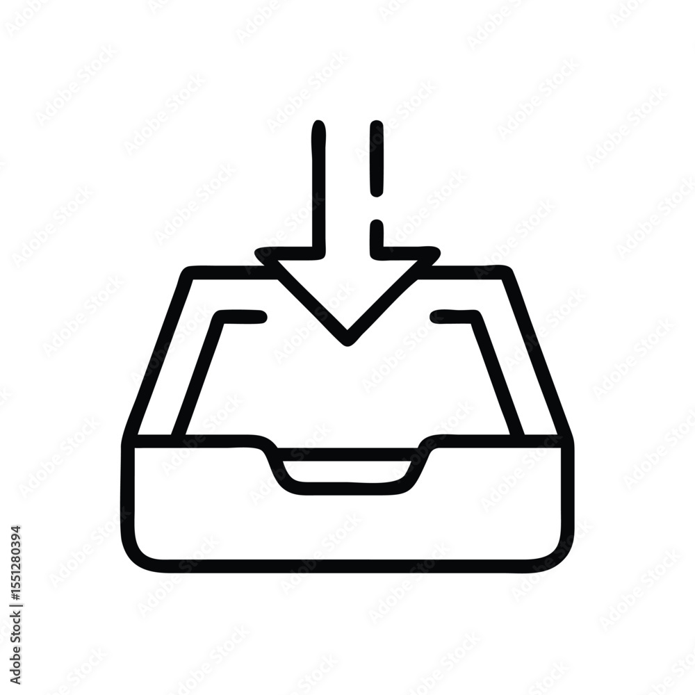 Fototapete download icon vector illustration of inbox with arrow for file transfer and data storage design