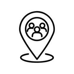 Community location pin vector icon for social gathering event meeting point and group meetup