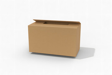 Realistic Open Cardboard Box Mockup on White Background – Packaging Design Template