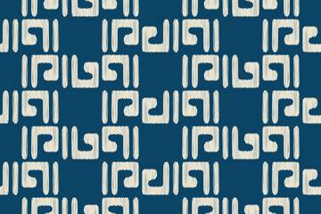 Motif ethnic handmade beautiful Ikat art.Ikat ethnic tribal, boho colors seamless wallpaper. Ethnic Ikat abstract background art.Design for texture, fabric, clothing, wrapping, carpet. © supachai