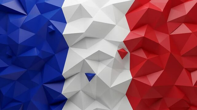 Bastille Day abstract background 3D paper texture vertical blue, white, and red stripes French flag - motion footage video perfect for design themed around quatorze juillet F&ecirc;te nationale