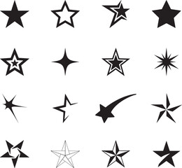 Vector Star Icon Collection , Assorted Black Star Shapes