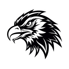 Aggressive Tribal Eagle Head Tattoo Vector – Bold Black Hawk Bird of Prey Design | Sharp Fierce Silhouette Art for Apparel, Stickers, Wall Prints, Logos

